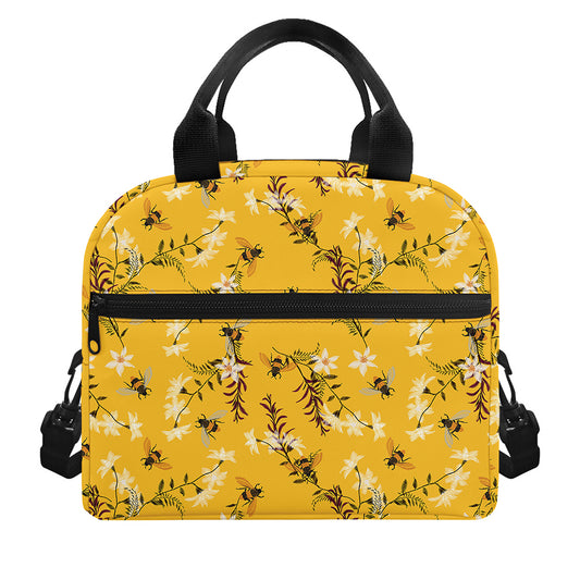 Bee Drawing Pattern Print Insulated Lunch Bag