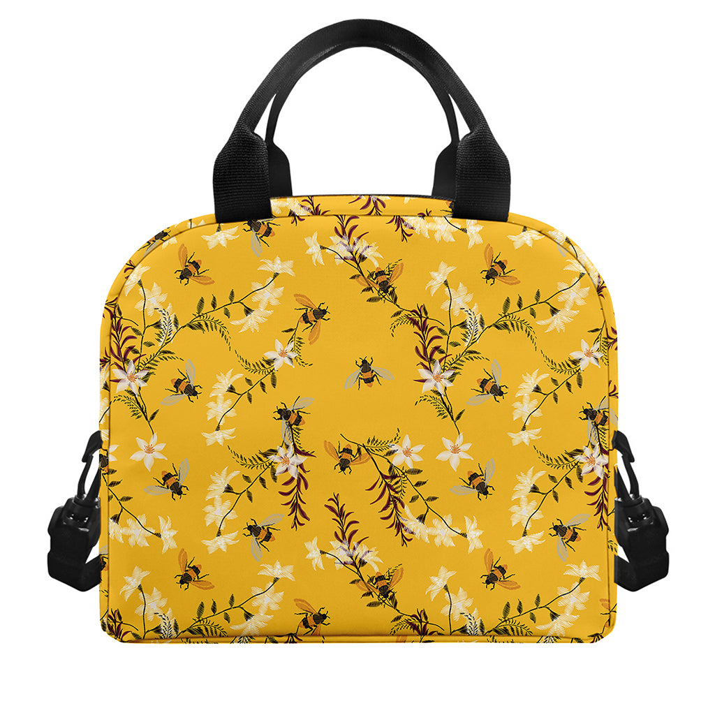 Bee Drawing Pattern Print Insulated Lunch Bag