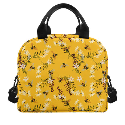 Bee Drawing Pattern Print Insulated Lunch Bag