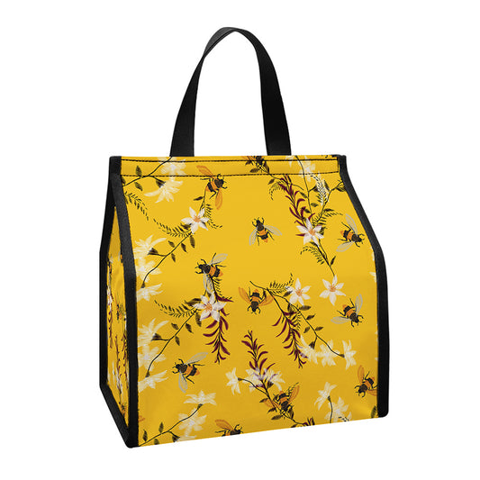 Bee Drawing Pattern Print Insulated Lunch Tote