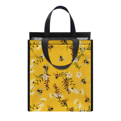 Bee Drawing Pattern Print Insulated Lunch Tote