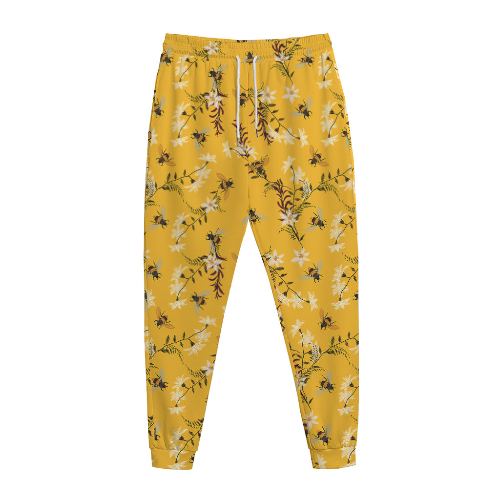 Bee Drawing Pattern Print Jogger Pants
