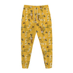 Bee Drawing Pattern Print Jogger Pants