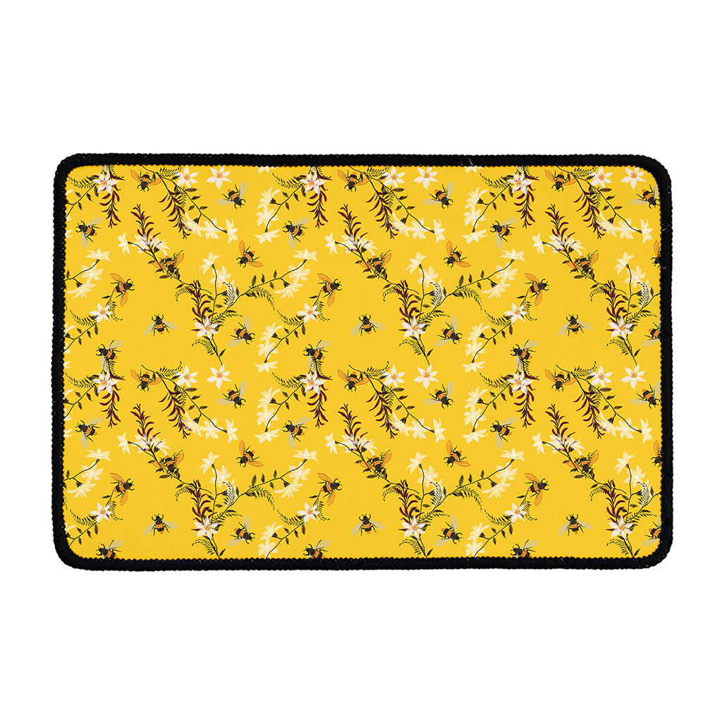 Bee Drawing Pattern Print Kitchen Mat