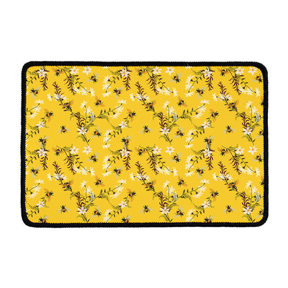Bee Drawing Pattern Print Kitchen Mat
