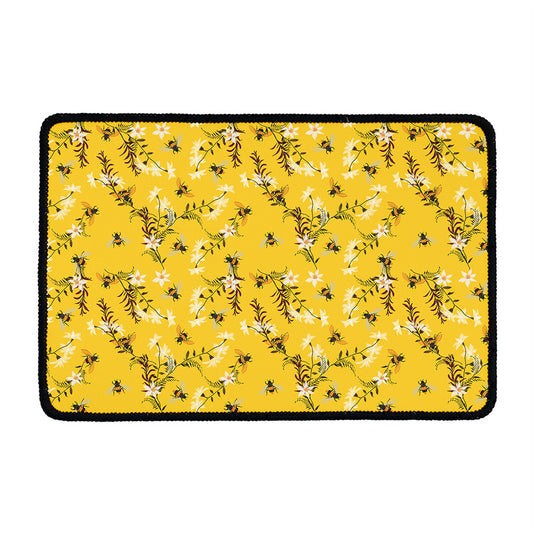 Bee Drawing Pattern Print Kitchen Mat