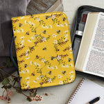 Bee Drawing Pattern Print Leather Bible Cover