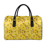 Bee Drawing Pattern Print Leather Duffle Bag