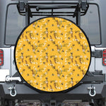 Bee Drawing Pattern Print Leather Spare Tire Cover