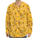 Bee Drawing Pattern Print Long Sleeve Baseball Jersey