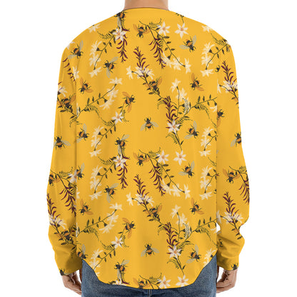Bee Drawing Pattern Print Long Sleeve Baseball Jersey