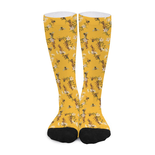Bee Drawing Pattern Print Long Socks