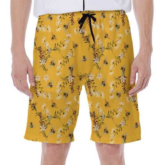 Bee Drawing Pattern Print Men's Beach Shorts