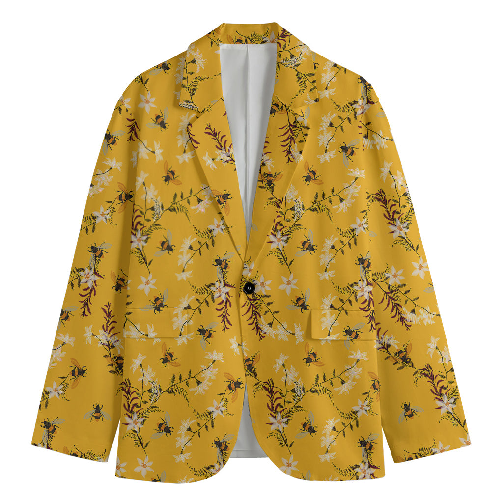 Bee Drawing Pattern Print Men's Blazer