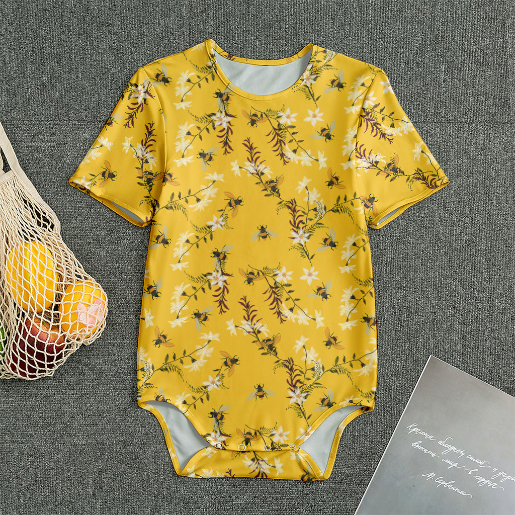 Bee Drawing Pattern Print Men's Bodysuit