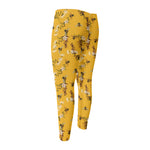 Bee Drawing Pattern Print Men's Compression Pants