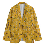 Bee Drawing Pattern Print Men's Cotton Blazer