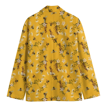 Bee Drawing Pattern Print Men's Cotton Blazer