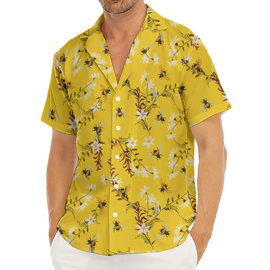 Bee Drawing Pattern Print Men's Deep V-Neck Shirt