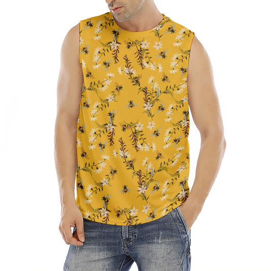 Bee Drawing Pattern Print Men's Fitness Tank Top