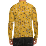Bee Drawing Pattern Print Men's Long Sleeve Rash Guard
