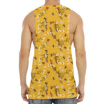 Bee Drawing Pattern Print Men's Muscle Tank Top