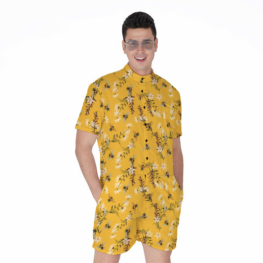 Bee Drawing Pattern Print Men's Rompers