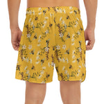 Bee Drawing Pattern Print Men's Split Running Shorts