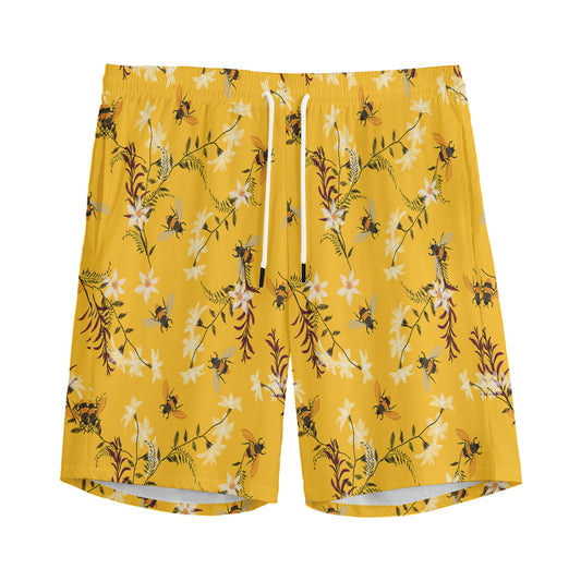 Bee Drawing Pattern Print Men's Sports Shorts