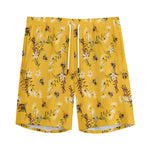 Bee Drawing Pattern Print Men's Sports Shorts