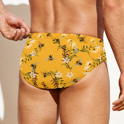 Bee Drawing Pattern Print Men's Swim Briefs