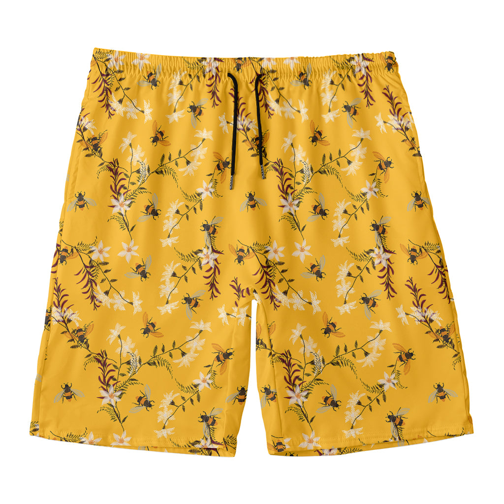 Bee Drawing Pattern Print Men's Swim Trunks