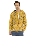 Bee Drawing Pattern Print Men's Velvet Pullover Hoodie