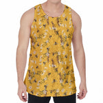 Bee Drawing Pattern Print Men's Velvet Tank Top