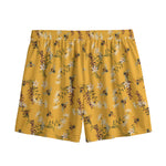 Bee Drawing Pattern Print Mesh Shorts