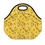 Bee Drawing Pattern Print Neoprene Lunch Bag