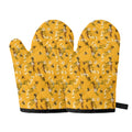 Bee Drawing Pattern Print Oven Mitts