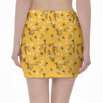 Bee Drawing Pattern Print Pencil Mini Skirt