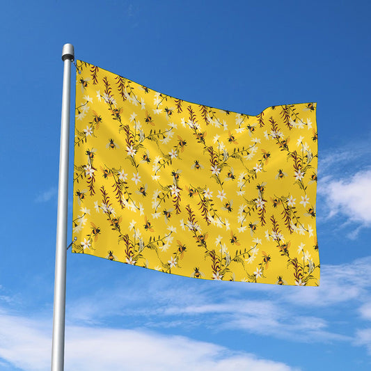Bee Drawing Pattern Print Polyester Flag