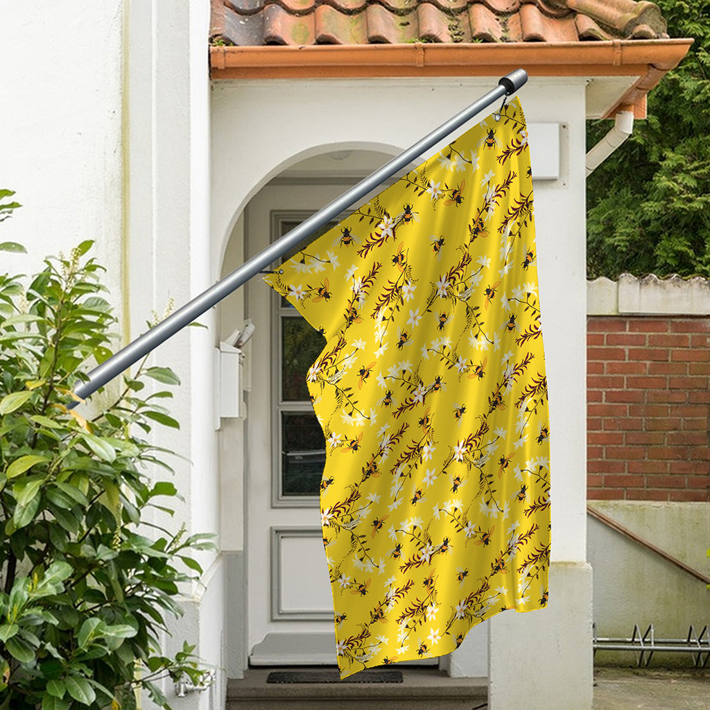 Bee Drawing Pattern Print Polyester Flag