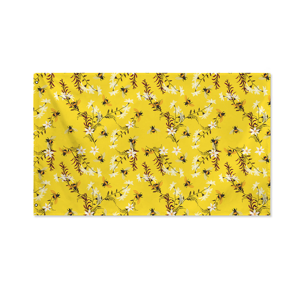 Bee Drawing Pattern Print Polyester Flag