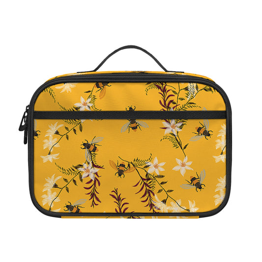 Bee Drawing Pattern Print Portable Lunch Bag