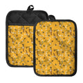 Bee Drawing Pattern Print Pot Holders With Pocket