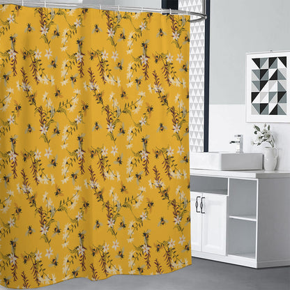 Bee Drawing Pattern Print Premium Shower Curtain