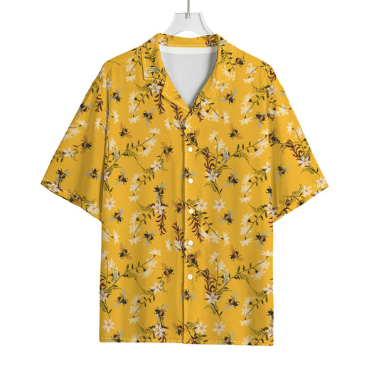 Bee Drawing Pattern Print Rayon Hawaiian Shirt