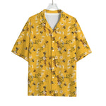 Bee Drawing Pattern Print Rayon Hawaiian Shirt