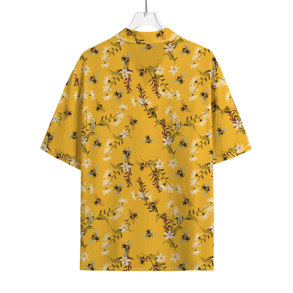 Bee Drawing Pattern Print Rayon Hawaiian Shirt