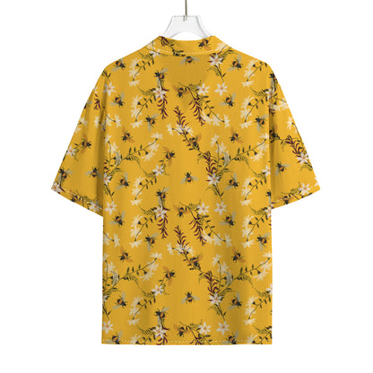 Bee Drawing Pattern Print Rayon Hawaiian Shirt