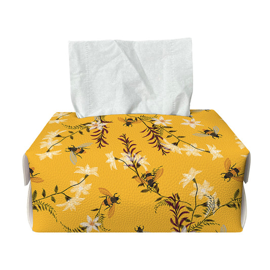 Bee Drawing Pattern Print Rectangle Tissue Box Cover