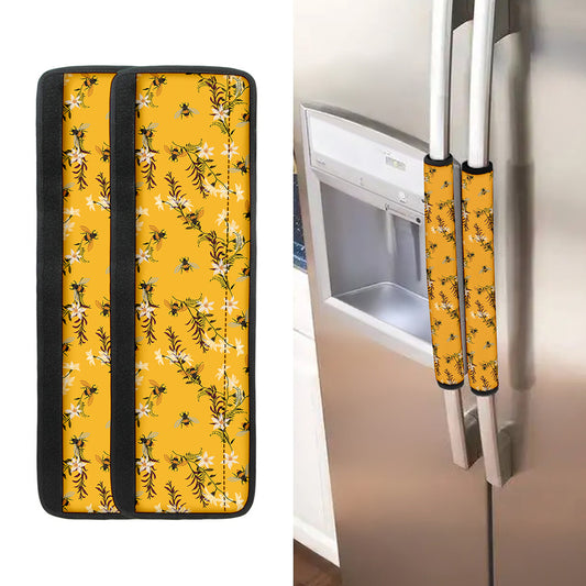 Bee Drawing Pattern Print Refrigerator Handle Covers